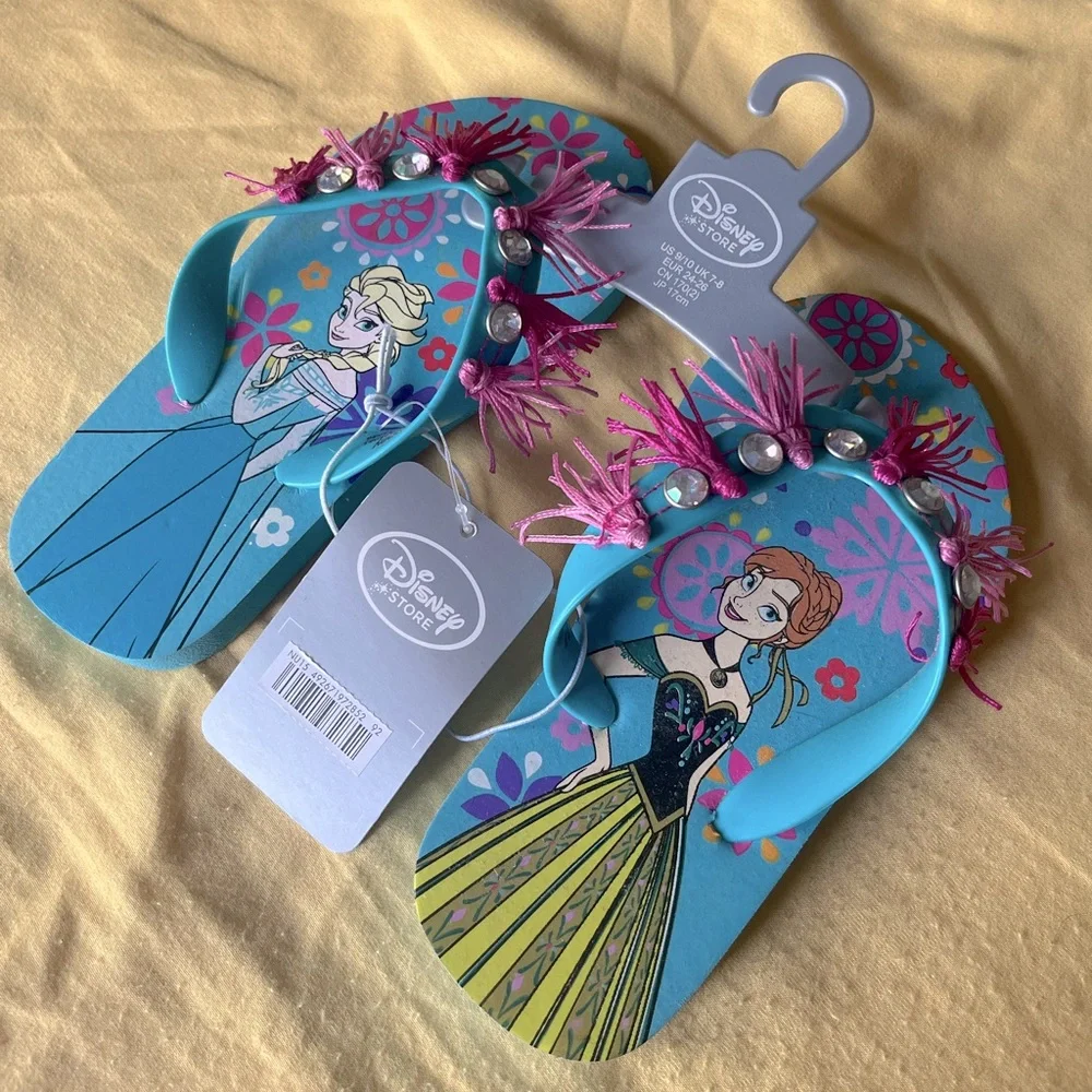 NWT Disney Frozen Blue Sandals with Fringe & Rhinestone in toddler size 9